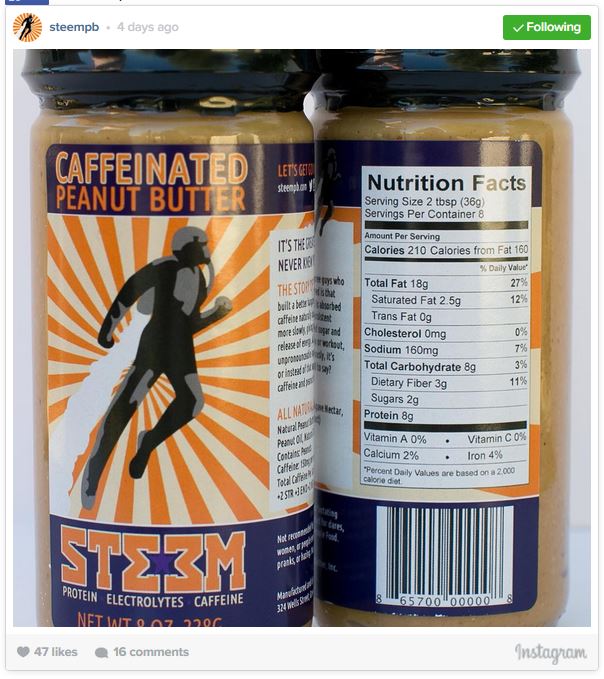 caffeinated peanut butter 